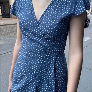 Brandy Melville Wrap Tie Dress Blue